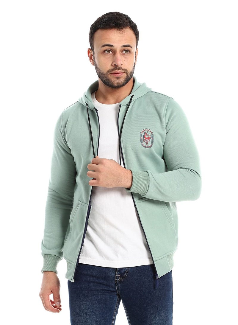 Caesar Men's zip-up hoodie with front and back print and hood - Image 1