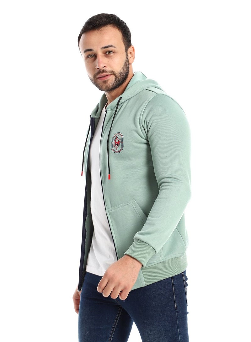 Caesar Men's zip-up hoodie with front and back print and hood - Image 3