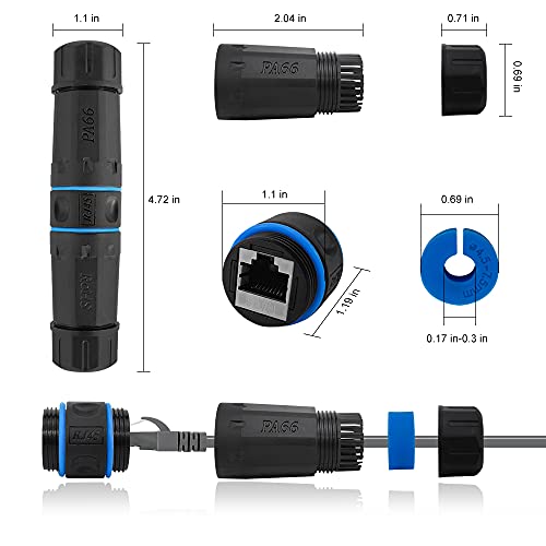 iwillink Waterproof RJ45 Coupler, Shielded Female to Female Waterproof Ethernet Coupler, IP68 Ethernet Outdoor LAN Cable Connector for Cat5e/Cat6/Cat7 Ethernet Cable, (2 Pack) - Image 2