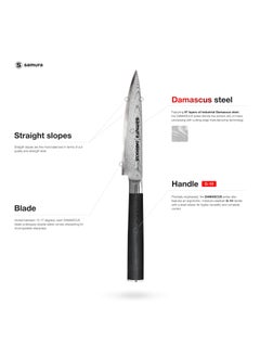 Samura Samura Damascus Utility Knife | 5 Inch Blade | Ergonomic G-10 handle with  Steel Bolster | Damascus Steel Blade | Durable | Better Control | Precision Cutting  - Image 2