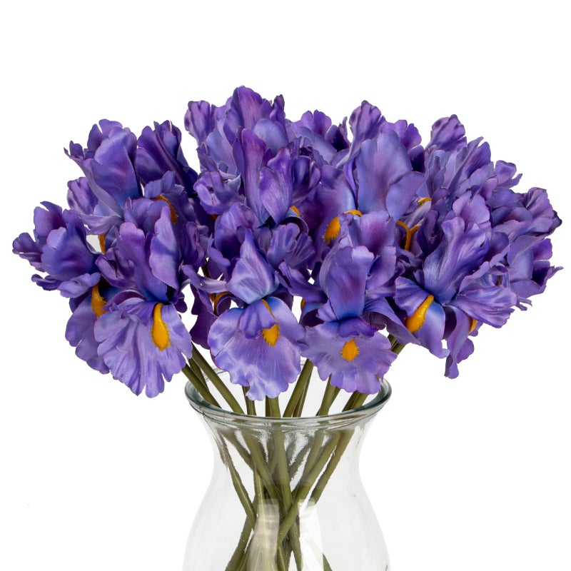 Hollyone Iris Artificial Flowers 15Pcs Faux Iris Purple Flowers 142 Real Touch Fake Flowers Picks Bouquets for Wedding Bridal Home Arrangements Office Table Centerpieces Decor - Image 2