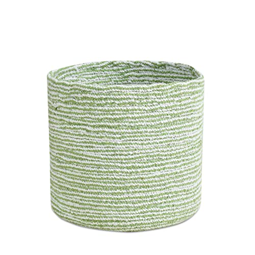 LaVichitra Braided Cotton Baskets | Storage Bins Organizer | Laundry, Toys & Planter Basket- Set of 2 (10 Inch), Green - Image 4