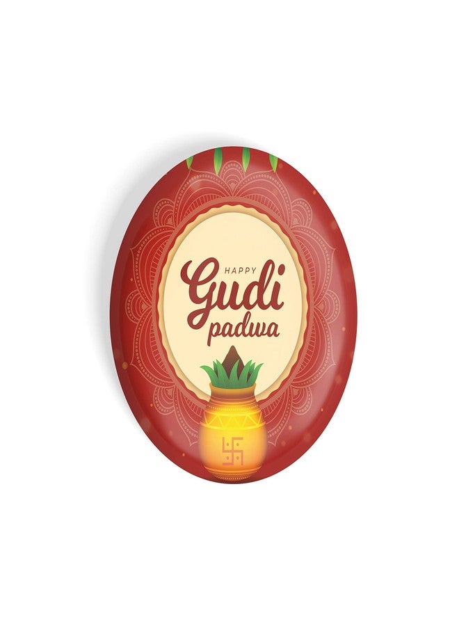 dhcrafts Pin Badges Yellow Ugadi D2 Glossy Finish Design Pack of 1 - Image 3
