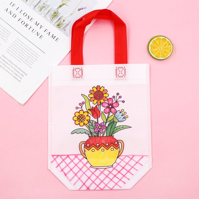 Non-Woven Graffiti Bag Diy Garbage Classification Bag Kidsren'S Hand-Painted Production Coloring Painting Handbag Material - Image 1