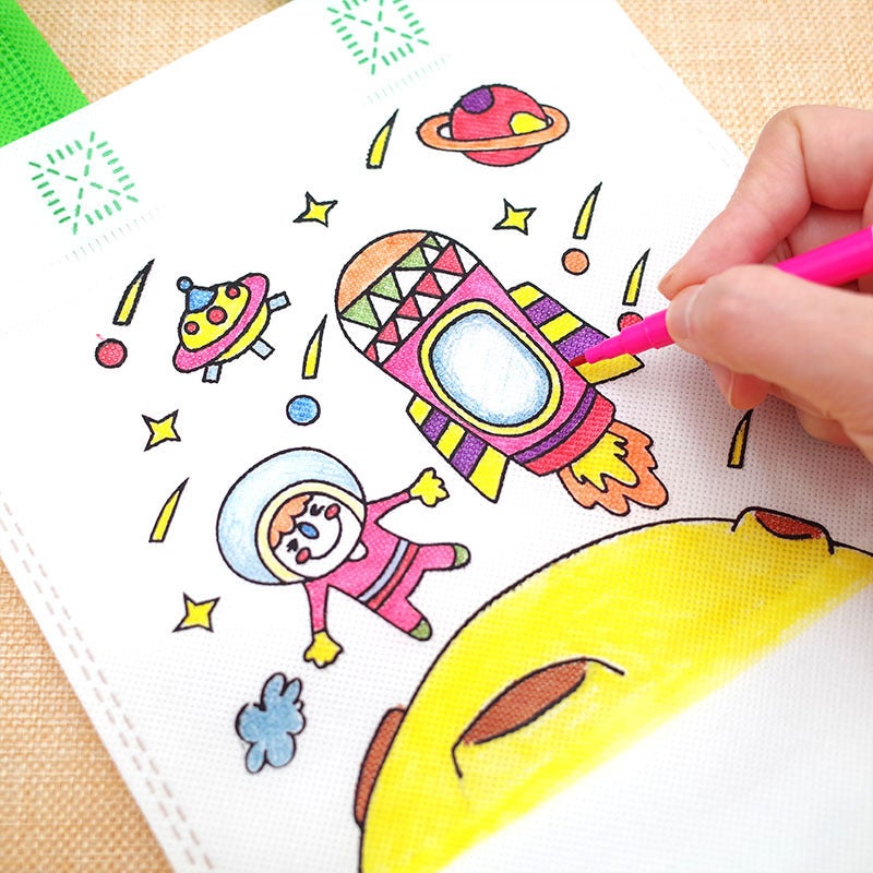 Non-Woven Graffiti Bag Diy Garbage Classification Bag Kidsren'S Hand-Painted Production Coloring Painting Handbag Material - Image 5