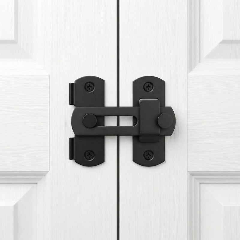 DOUBLE 2 C Barn Door Lock, Sliding Door Lock Hardware, Carbon Steel Door Latches for Cabinet, Closet, Window Door, Black - Image 4