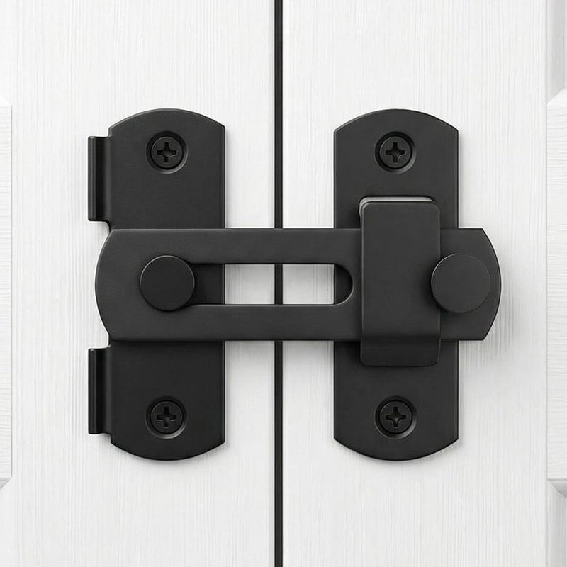 DOUBLE 2 C Barn Door Lock, Sliding Door Lock Hardware, Carbon Steel Door Latches for Cabinet, Closet, Window Door, Black - Image 1