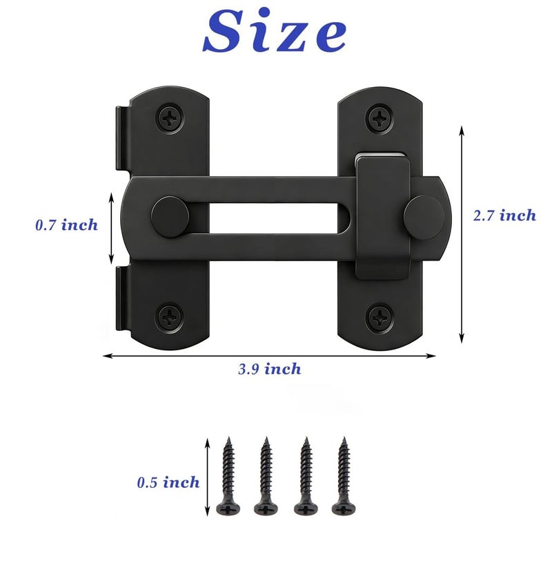 DOUBLE 2 C Barn Door Lock, Sliding Door Lock Hardware, Carbon Steel Door Latches for Cabinet, Closet, Window Door, Black - Image 3