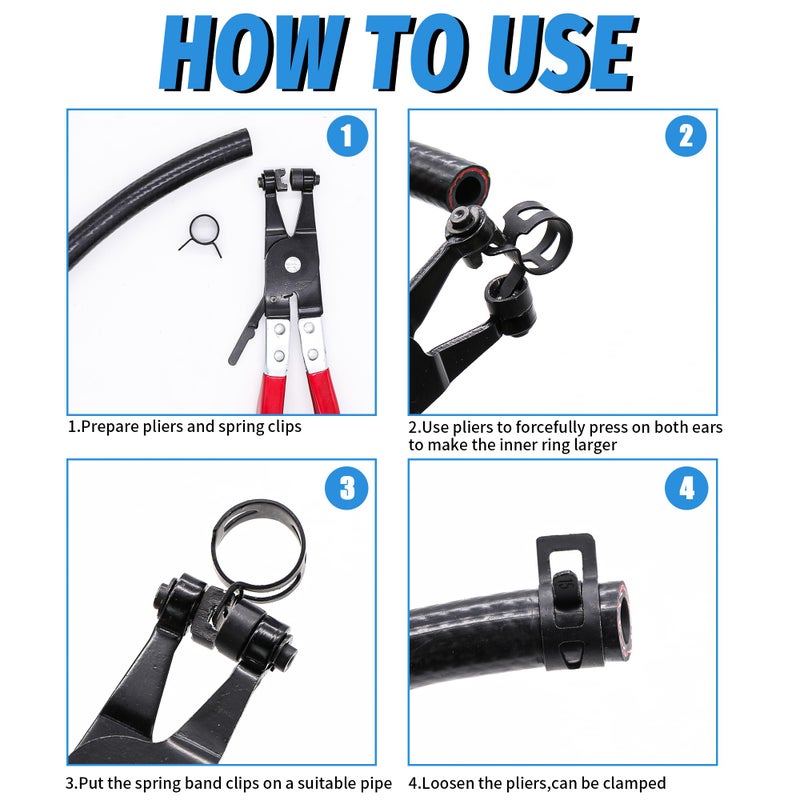 PEROMI 130Pcs 6-25mm Spring Band Hose Clamps With Swivel Flat Hose Clamp Plier Assortment Kit, Constant Tension Steel Clamps for Fuel Lines, Silicone, Vacuum Hoses & Low-Pressure Air Clips By PEROMI - Image 5
