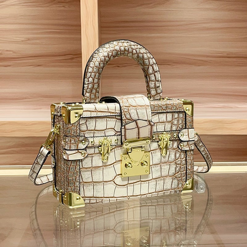High-End Genuine Leather Snake Pattern Satchel Box Bag For Women High-End Export Bag Single Shoulder Crossbody Bag - Image 3
