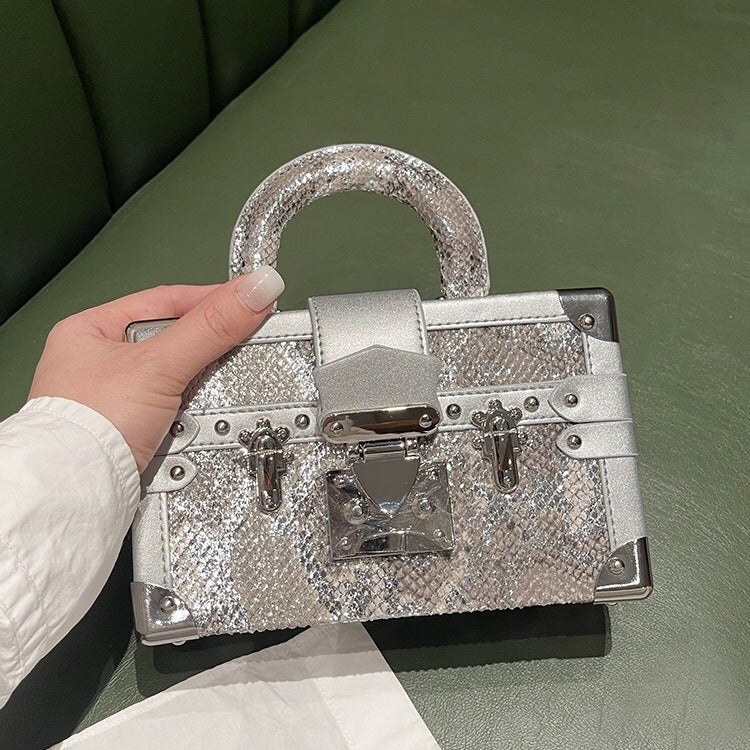 High-End Genuine Leather Snake Pattern Satchel Box Bag For Women High-End Export Bag Single Shoulder Crossbody Bag - Image 4