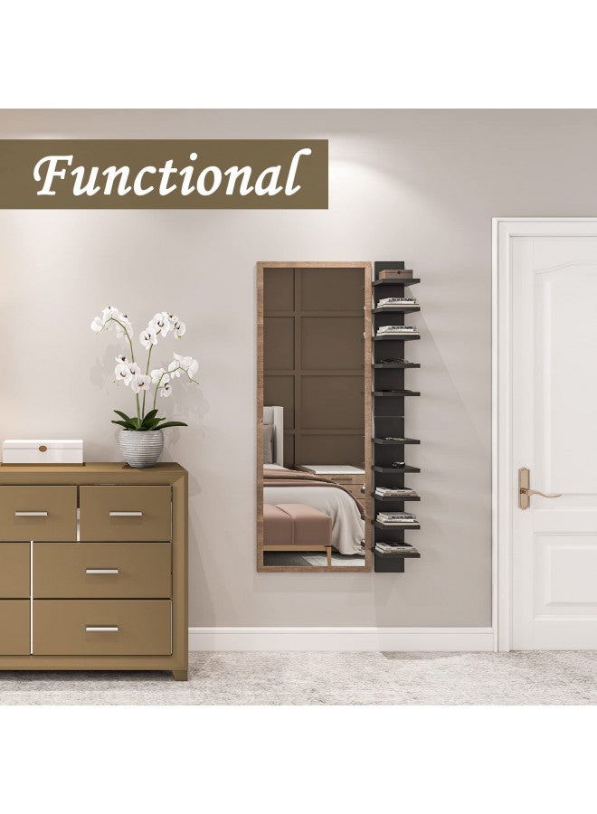 Homaterial رفوف هوماتيريال 5 طبقات للجدار، ديكور عمودي للجدار، رفوف عائمة للغرف النوم، غرف المعيشة، رف جدار بتشطيب طبيعي، أسود - Image 4