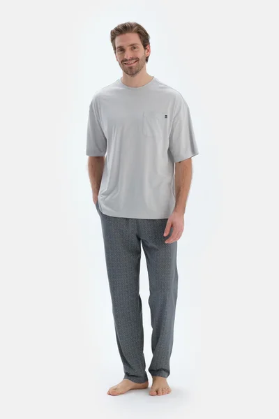 dagi T-shirt & Trousers Pajama Set Crew Neck Cotton Blend Mid Rise Oversized Sleepwear