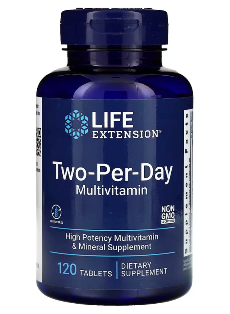 لايف إكستنشن لايف إكستانشن‏, أقراص فيتامينات متعددة مرتين يوميًا، 120 قرصًا