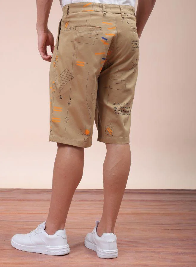 The Indian Garage Co Men Relaxed Fit Stretchable Graphic Printed Mid-Rise Resort Wear Shorts