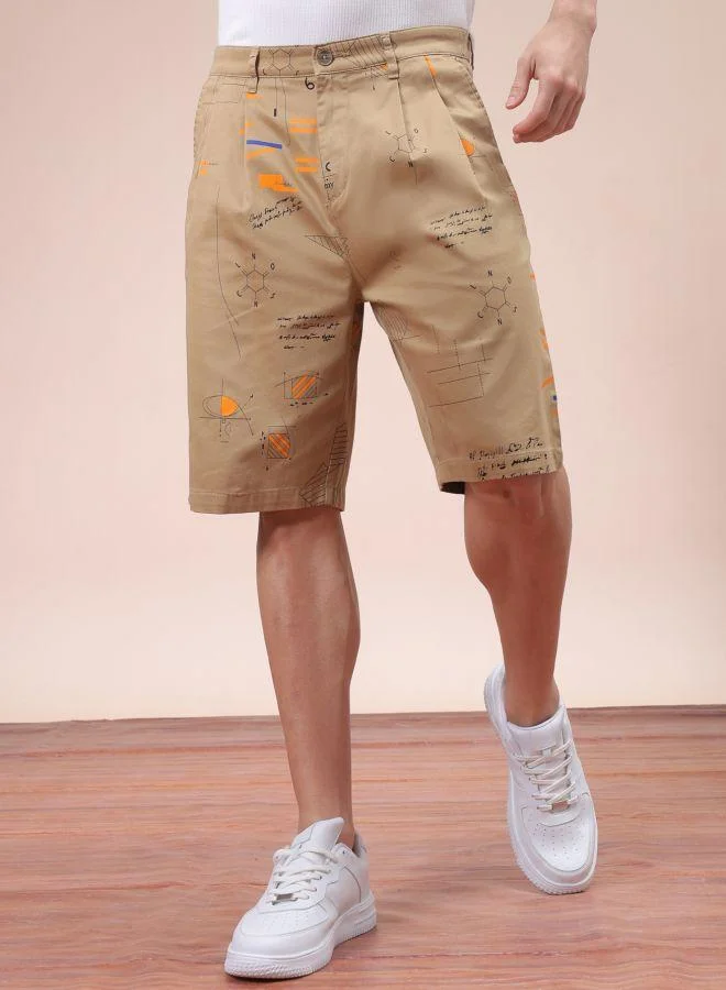 The Indian Garage Co Men Relaxed Fit Stretchable Graphic Printed Mid-Rise Resort Wear Shorts