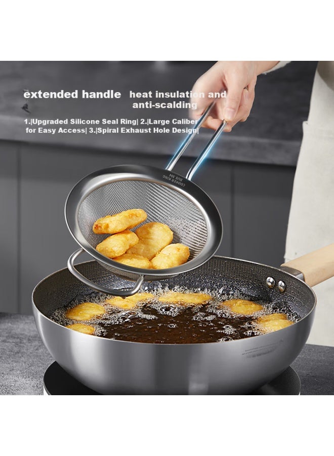 COOKER KING Chuidahuang, Full 304 Stainless Steel Mesh Strainer 28 Mesh, Fine Mesh Strainer, Flour Sieve, Colander, Medium Size  - Image 4