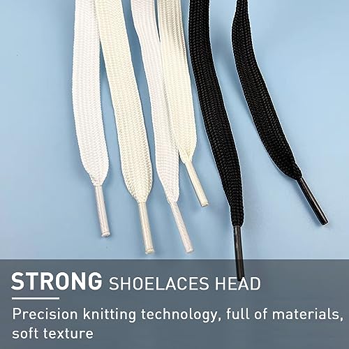 UamGlsob 2 Pairs 3/4''(2cm) Fat Flat Shoe Laces, 39''-63'' Length Flat Thick Wide Shoelaces, Jumbo Shoe Strings Replacement Laces for Skate Shoes (Black+White, 45"/115cm) - Image 4