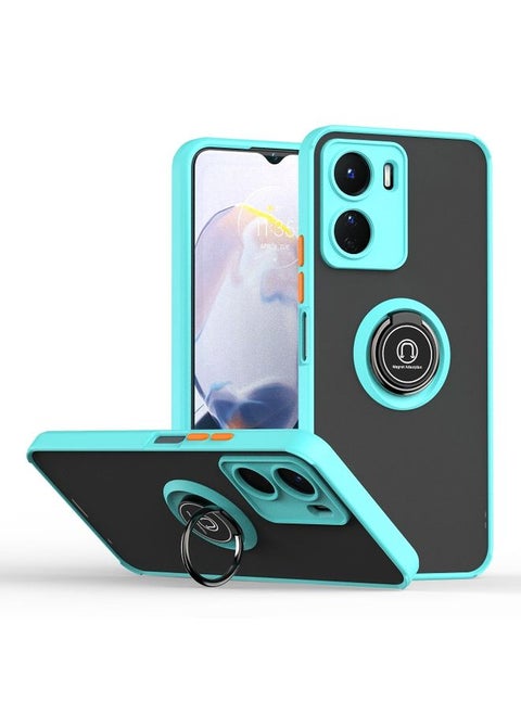 Case Cover For vivo Y16 Q Shadow 1 Series TPU + PC Phone Case with Ring Sky Blue