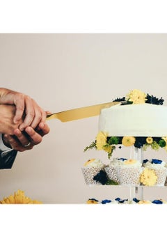 Oasisgalore Golden Wedding Cake Cutting Set - Elegant Stainless Steel Knife & Shovel, Dishwasher Safe for Weddings, Parties.  - Image 2