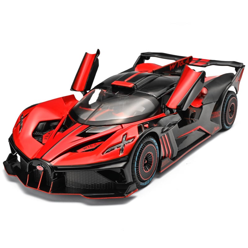 RZAPE Toddler Car Toys 124 Diecast Cars Compatible for Bolide Model Car CollectionSpray Bolide Toy Car for BoysPull Back Cars with Light and SoundToy Cars for Boys Age 47Red - Image 3