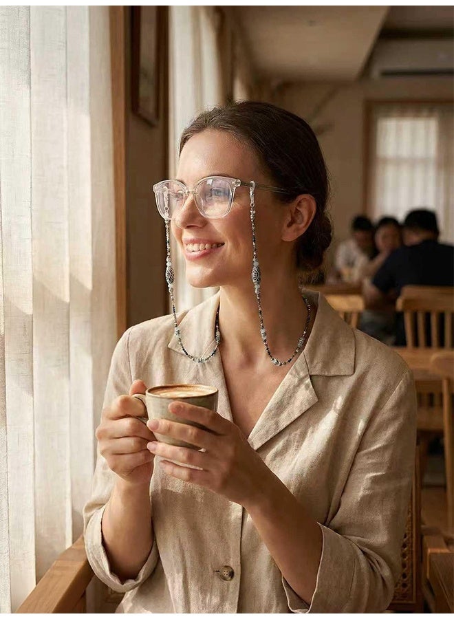 Quantum Beaded Glasses Chain, Anti Loss Reading Eyeglass Retainer Chain, Around Neck Glasses Strap Cord Holder, Face Masks Lanyard Chain Elegant Stylish Eyewear for Women Glass Accessories - Image 5