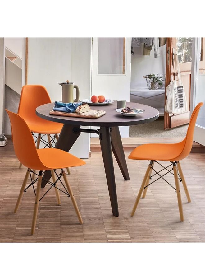 Taimi 4-Piece Office, Dining, Kitchen and Living Room Plastic Chair with Wooden Legs Orange 70x40x40cm  - Image 2