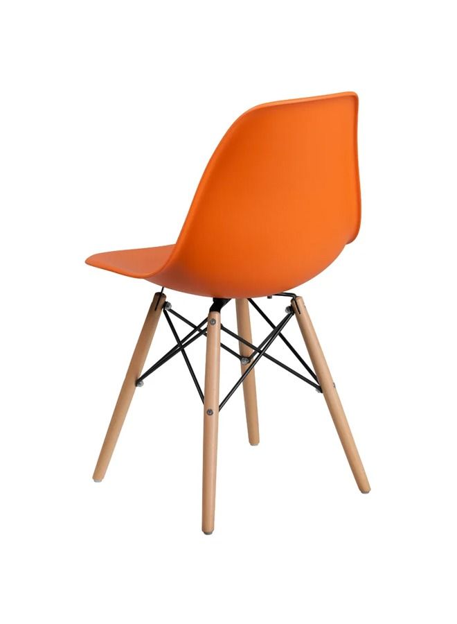 Taimi 4-Piece Office, Dining, Kitchen and Living Room Plastic Chair with Wooden Legs Orange 70x40x40cm  - Image 5
