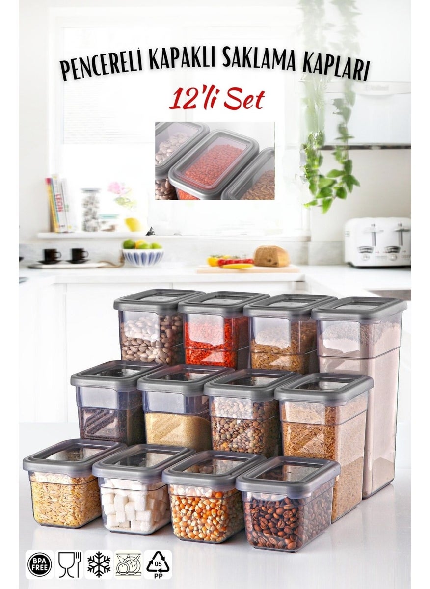 Nandy Home 12 Piece Window Lid Storage Box Set -4x 1.58/1.1/0.58 Lt- Anthracite  - Image 1