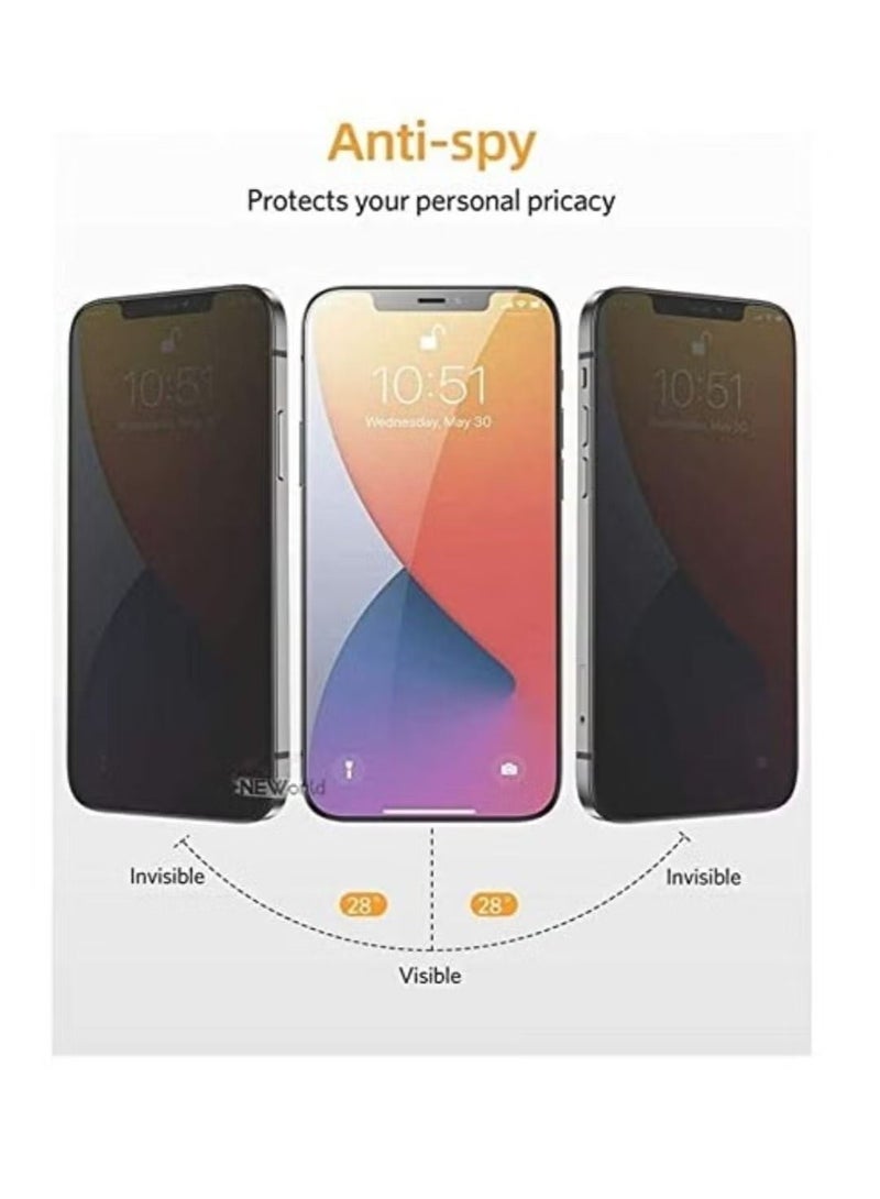 فيسوس واقي شاشة للخصوصية لهاتف iPhone 12 Pro 3D Touch Anti Spy 9H من الزجاج المقوى من الحافة إلى الحافة غطاء كامل واقي للشاشة مضاد لبصمات الأصابع تغطية كاملة - Image 2