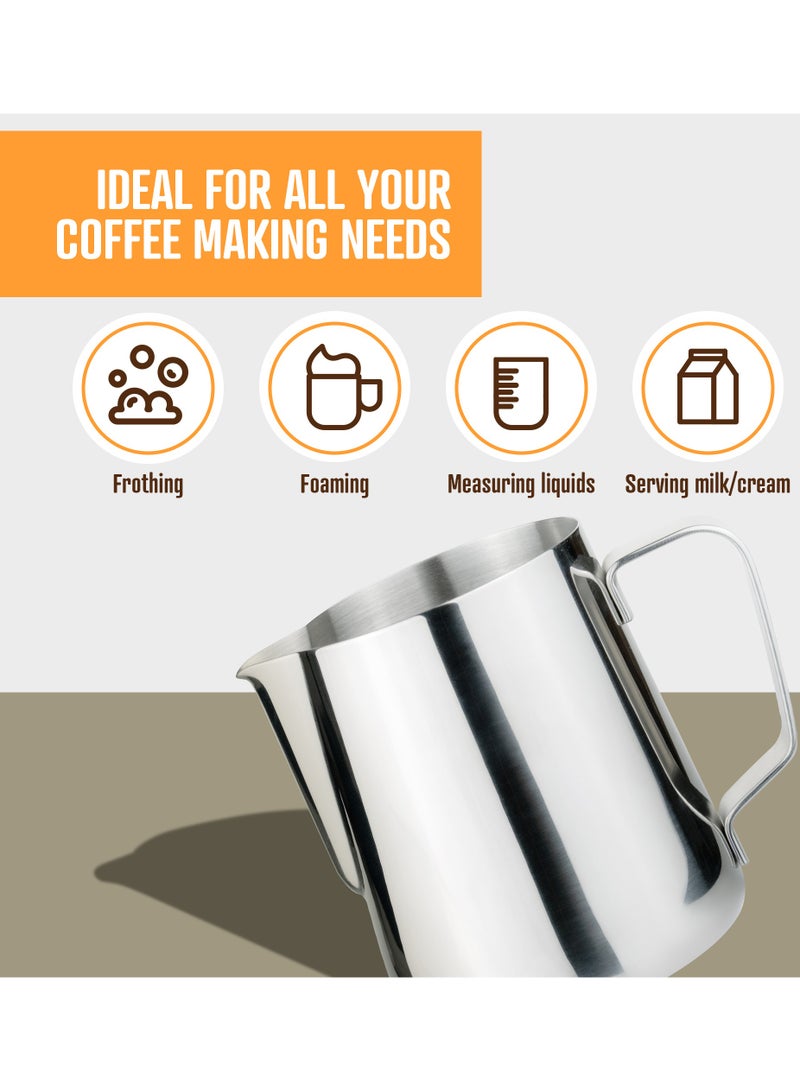 Stainless Steel Milk Frother Pitcher Milk Frothing Coffee Cup, Perfect Pitcher for Espresso Latte Art Barista - Image 4