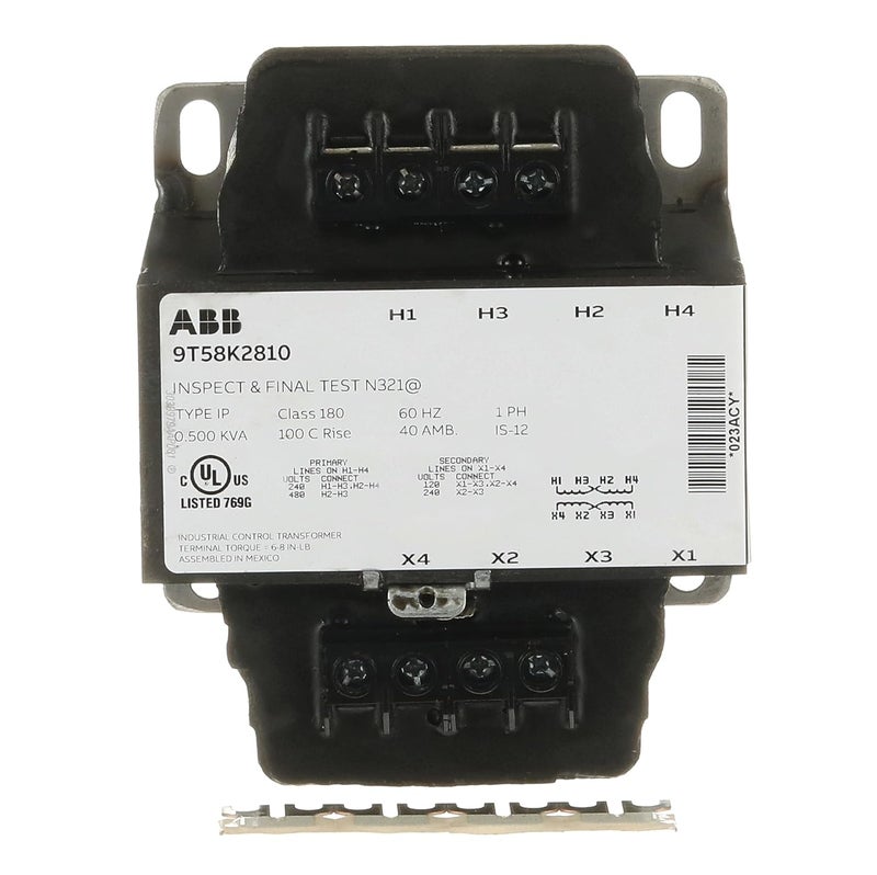 ABB 9T58K2810 Low Voltage Dry Type Transformer  1C 05 kVA 240x480120240 100C CC TB IP  1Phase Isolation Transformer  Step Down Transformer for LightDuty Loads  Power Transformer - Image 1