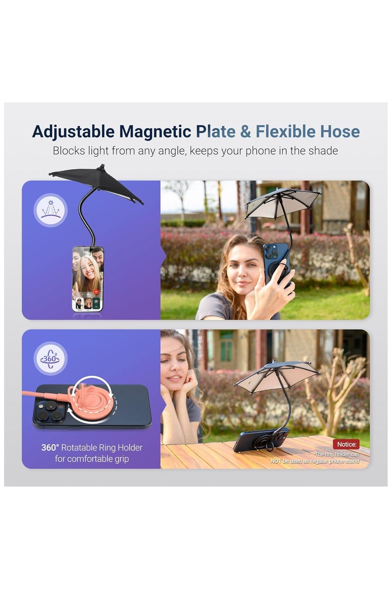 BlueFire Universal Magnetic Phone Sunshade Umbrella – Outdoor Anti-Glare Sunlight Shield with Flexible Adjustable Arm, Foldable & Lightweight Design for Travel, Beach, Poolside - Image 4