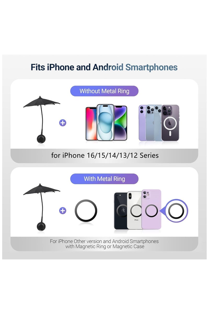 BlueFire Universal Magnetic Phone Sunshade Umbrella – Outdoor Anti-Glare Sunlight Shield with Flexible Adjustable Arm, Foldable & Lightweight Design for Travel, Beach, Poolside - Image 5