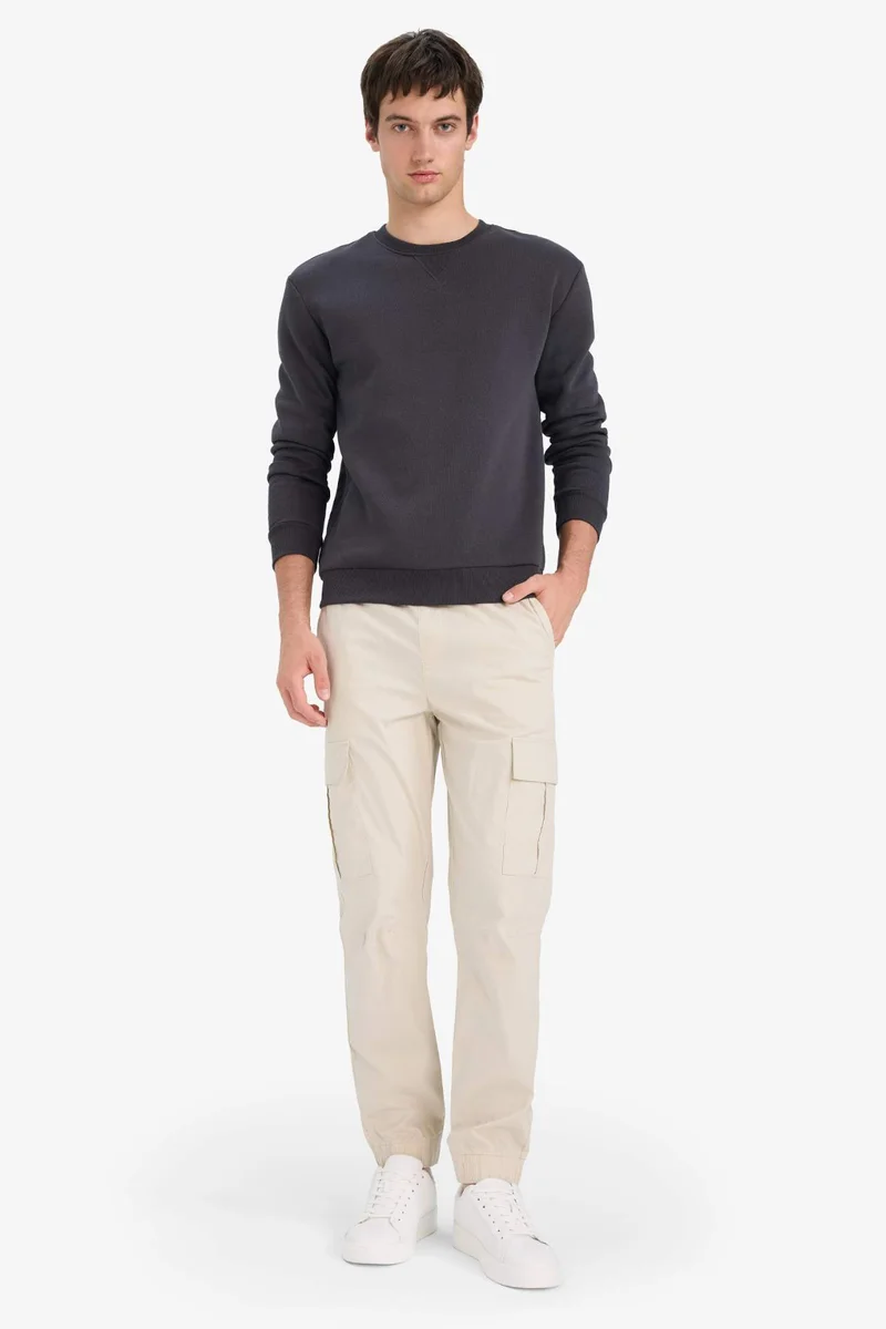 ديفاكتو Regular Fit Crew Neck Basic Thick Sweatshirt