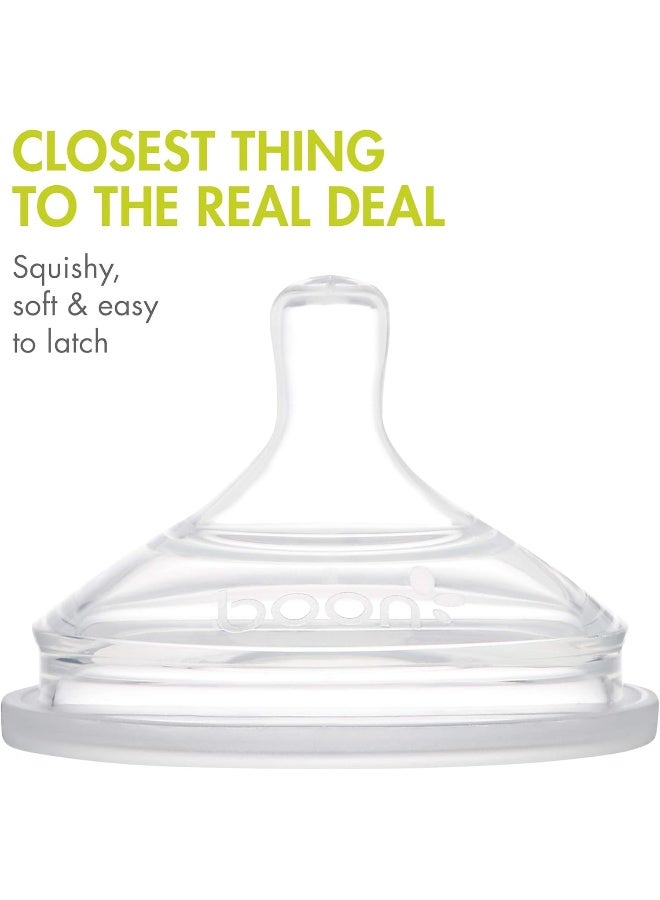 Boon Nursh Silicone Baby Bottle Nipples - Bottle Nipples for Boon Nursh Baby Bottles - Baby Bottle-Feeding Supplies - Medium Flow Baby Bottle Nipples - 3 Count - Image 3