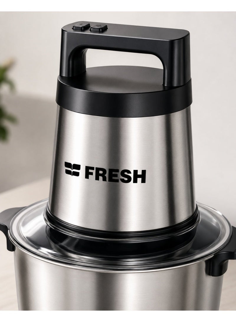 Fresh Pro Electric Food Chopper CH-1500W, 6L Stainless Steel Bowl, 1500W Motor, 6 Stainless Steel Blades, Dual Speed, Silver - Image 4