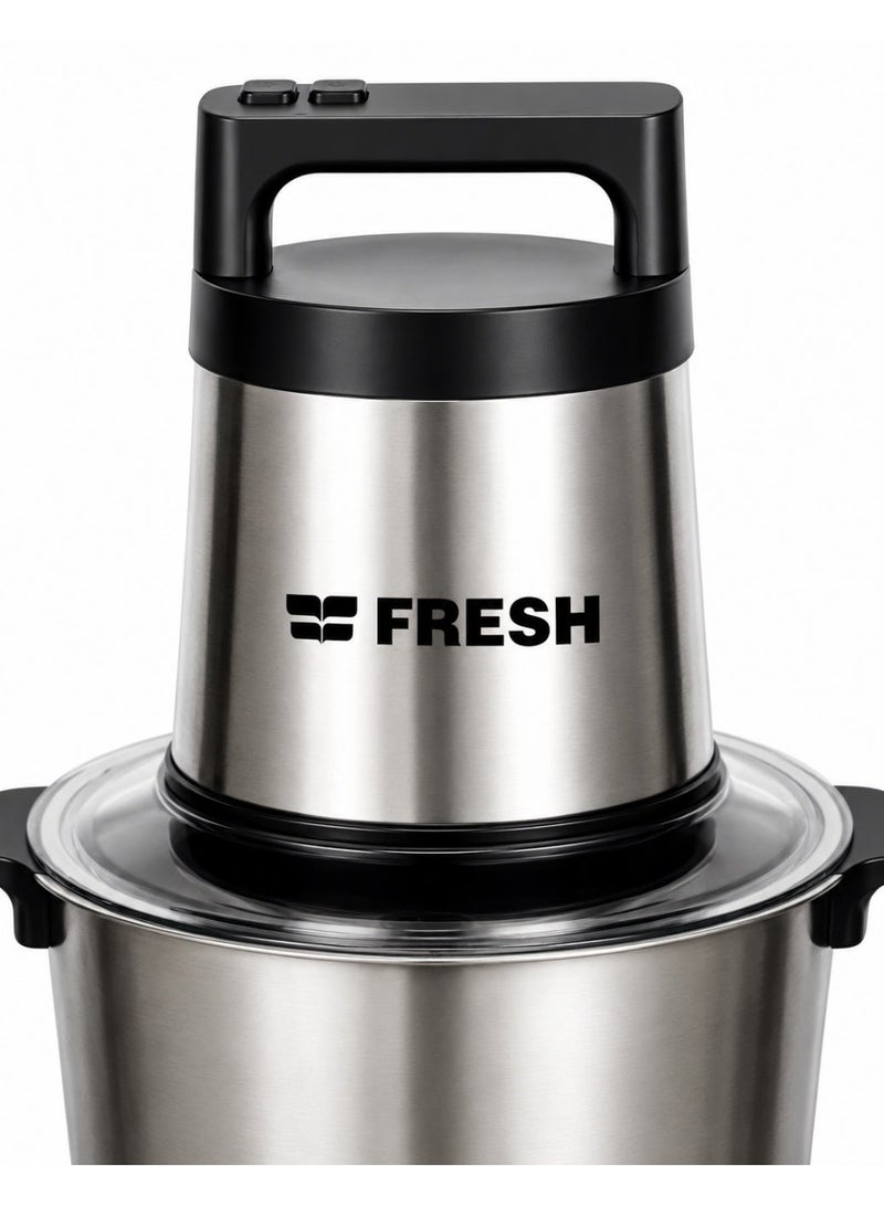 Fresh Pro Electric Food Chopper CH-1500W, 6L Stainless Steel Bowl, 1500W Motor, 6 Stainless Steel Blades, Dual Speed, Silver - Image 3