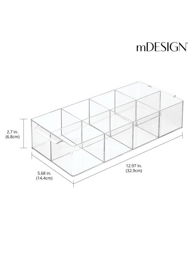 mDesign Kitchen Organiser – Practical Tray with Handle for Kitchen and Pantry – Storage Box with 8 Compartments – Ideal for Tea, Coffee, Spices and Other Foodstuffs – Clear - Image 4