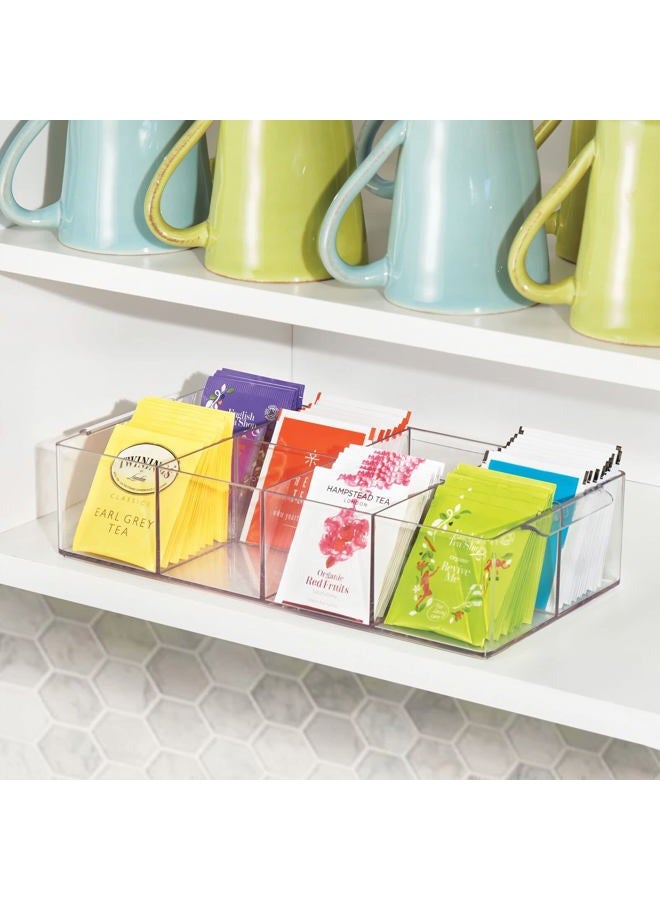 mDesign Kitchen Organiser – Practical Tray with Handle for Kitchen and Pantry – Storage Box with 8 Compartments – Ideal for Tea, Coffee, Spices and Other Foodstuffs – Clear - Image 3