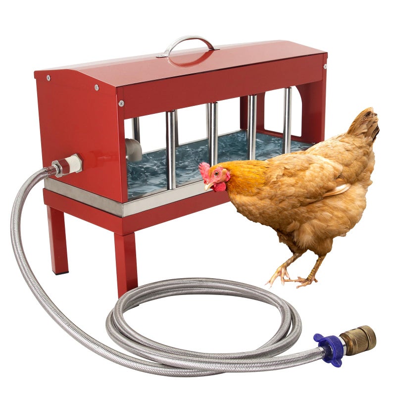Achicklead Automatic Chicken Watererï¼ŒStainless Steel Large Chicken Drinker with Float Valve,Multi-Side Drinking Holes and Detachable Legs,Easy Clean Poultry Water Dispenser for Chicken Coop Duck Pigeon,Goose - Image 1