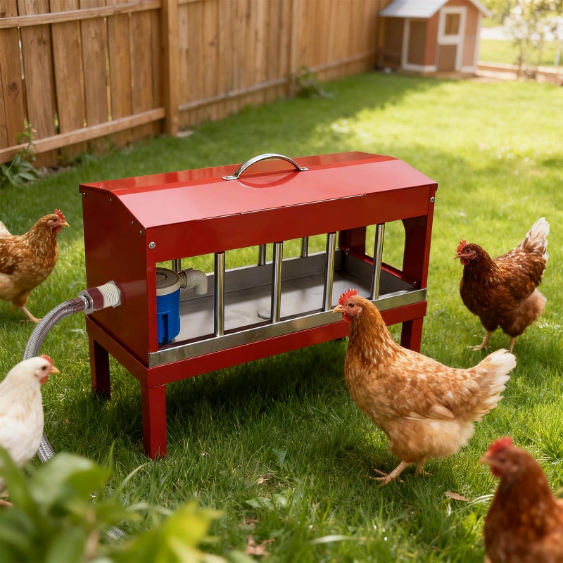 Achicklead Automatic Chicken Watererï¼ŒStainless Steel Large Chicken Drinker with Float Valve,Multi-Side Drinking Holes and Detachable Legs,Easy Clean Poultry Water Dispenser for Chicken Coop Duck Pigeon,Goose - Image 2