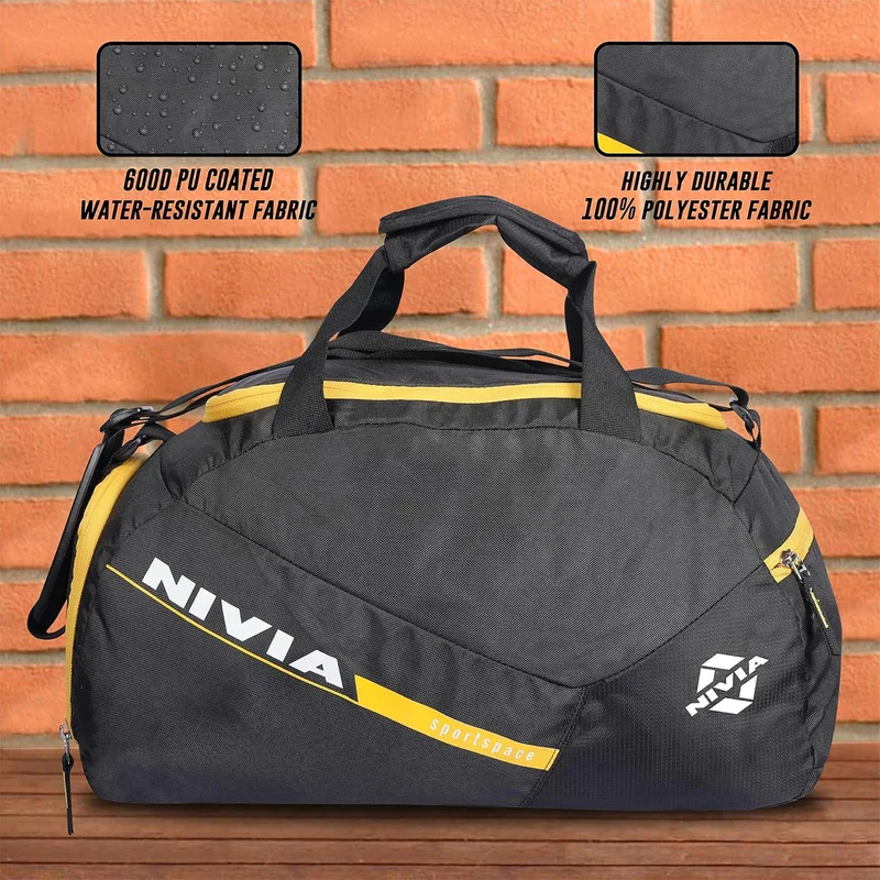 نيفيا Nivia Sports Space Gym Bag - Black/Yellow