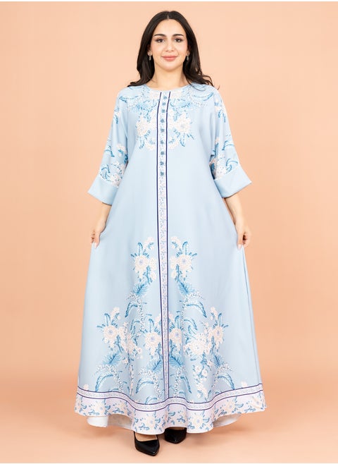 Crystal Enchant Print Jalabiya IK1017 Blue
