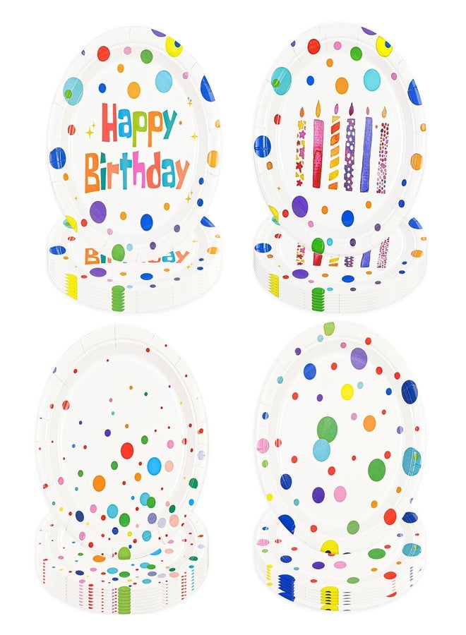 HFBOBP 48PCS Happy Birthday Paper Plates, 7Inch Colourful Dots Cake Dessert Plates Disposable Tableware Set For Boys Girls Birthday Party Supplies Decorations - Image 1