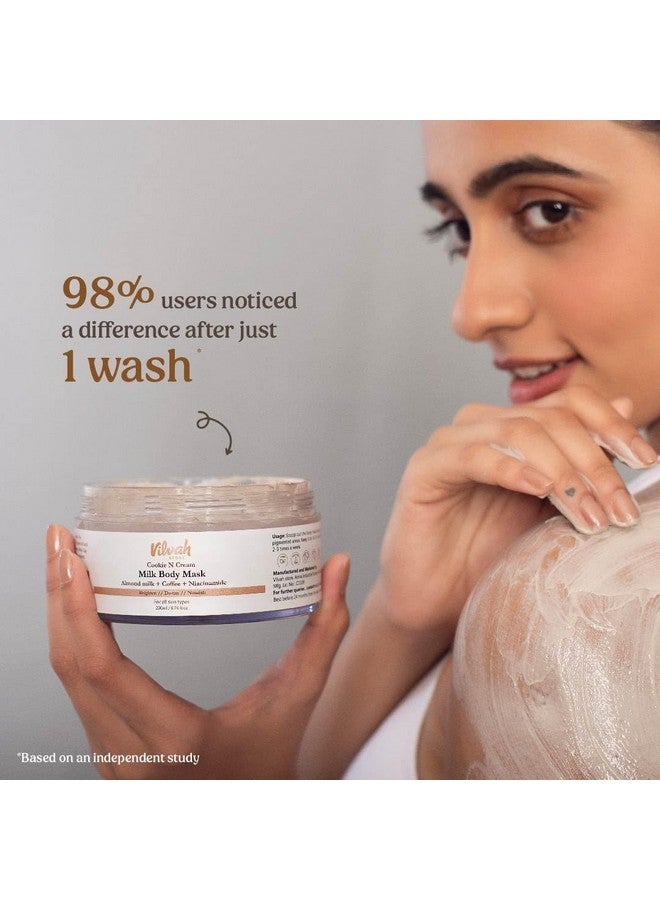 vilvah STORE Vilvah Cookie N Cream Body Mask Almond Milk Extract Niacinamide Kaolin Clay For Women & Men Natural & 100% Vegan 200Gm - Image 5