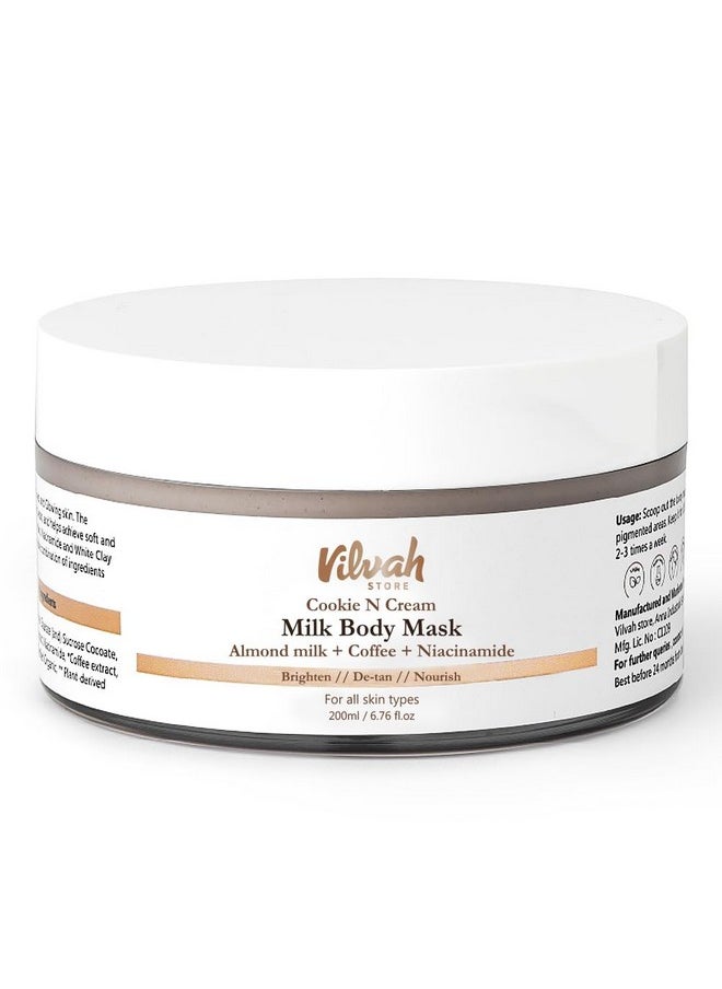 Vilvah Cookie N Cream Body Mask Almond Milk Extract Niacinamide Kaolin Clay For Women & Men Natural & 100% Vegan 200Gm - pzsku/ZBE07B618B0407227D77DZ/45/_/1720855003/1ed637b0-b384-408d-a44a-550ac436c7ab