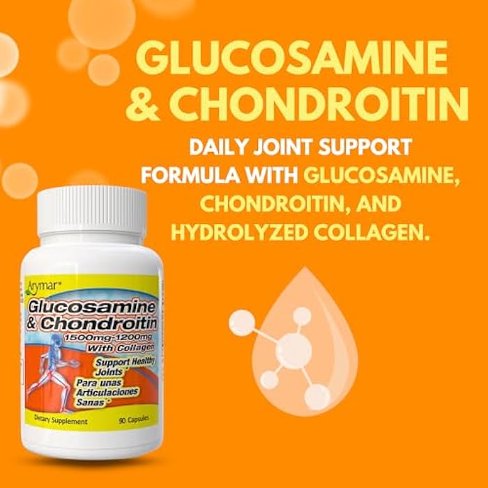 Arymar Glucosamine 1500 mg and Chondroitin 1200 mg with Collagen – Joint Health Supplement – 90 Capsules - Image 5