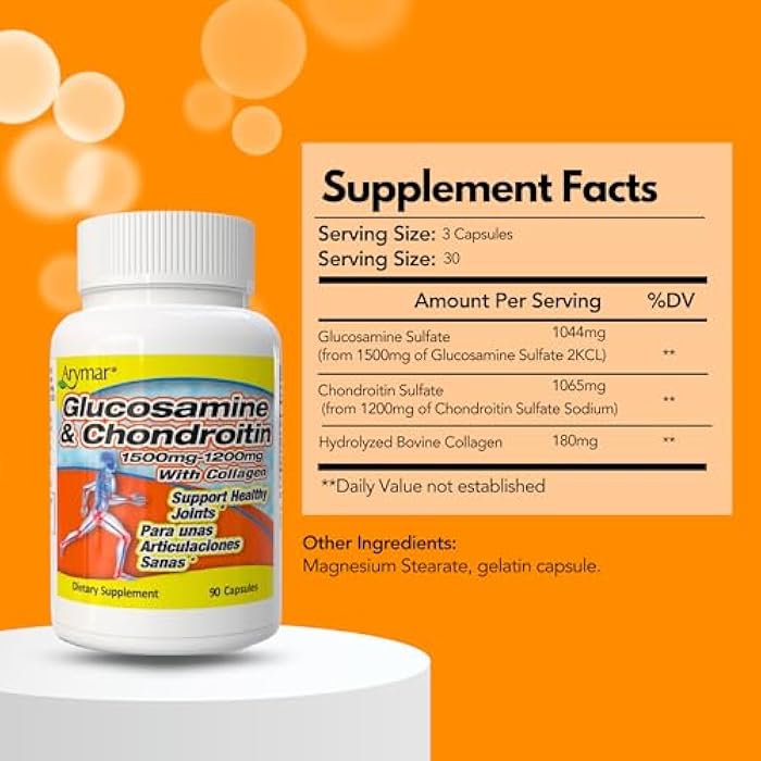Arymar Glucosamine 1500 mg and Chondroitin 1200 mg with Collagen – Joint Health Supplement – 90 Capsules - Image 3