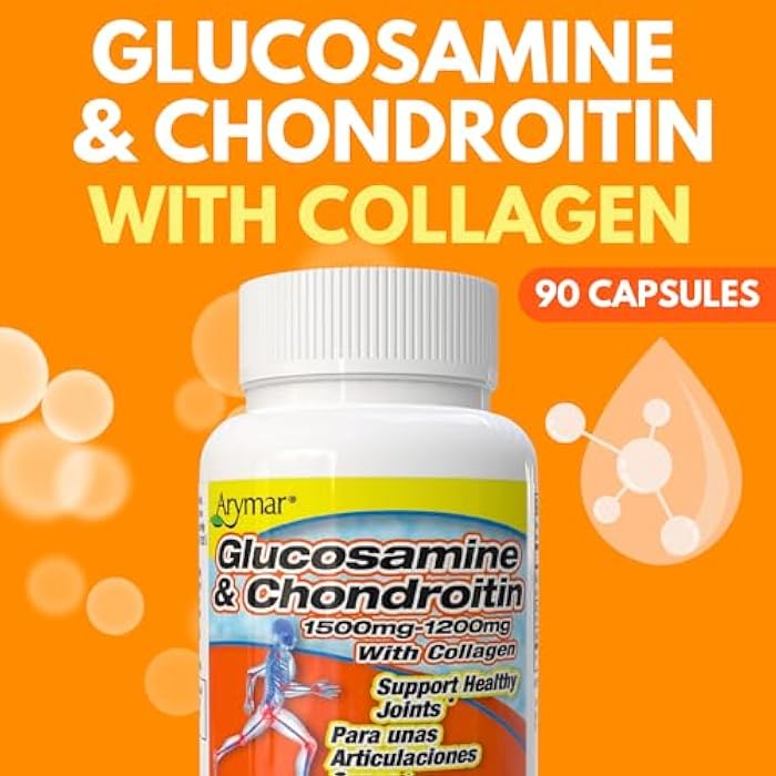 Arymar Glucosamine 1500 mg and Chondroitin 1200 mg with Collagen – Joint Health Supplement – 90 Capsules - Image 2